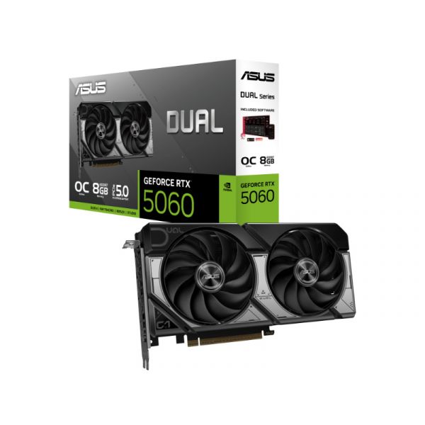 Asus Videókártya NVIDIA Dual GeForce RTX 5060 OC Edition 8GB (90YV0N12-M0NA00)